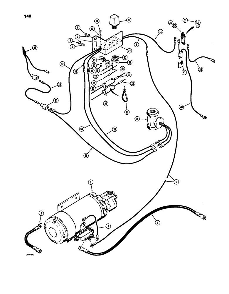 Схема запчастей Case W24C - (140) - ELECTRICAL SYSTEM, AUTOMATIC AUXULIARY STEERING - NO BUZZER (04) - ELECTRICAL SYSTEMS