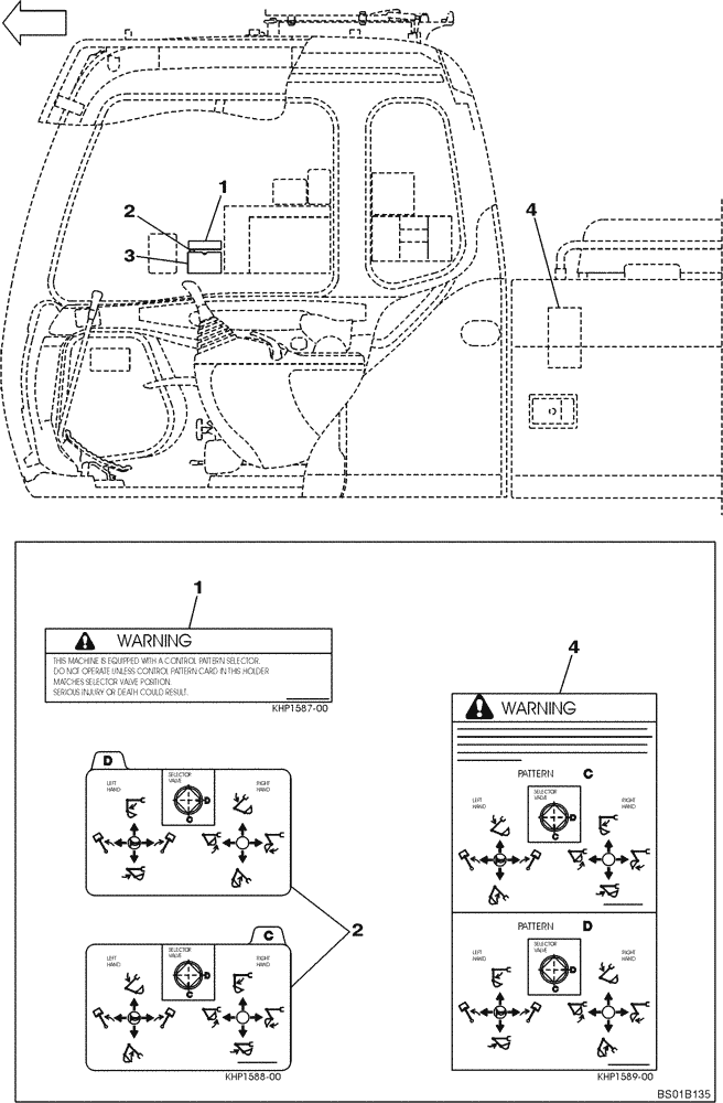 Схема запчастей Case CX460 - (09-62) - DECALS - CONTROL PATTERN SELECTOR VALVE (09) - CHASSIS/ATTACHMENTS