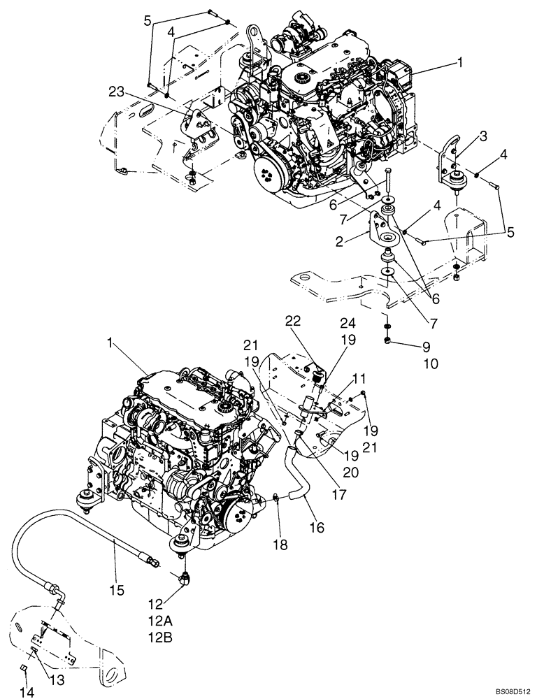 Схема запчастей Case 521E - (02-01) - MOUNTING, ENGINE (02) - ENGINE