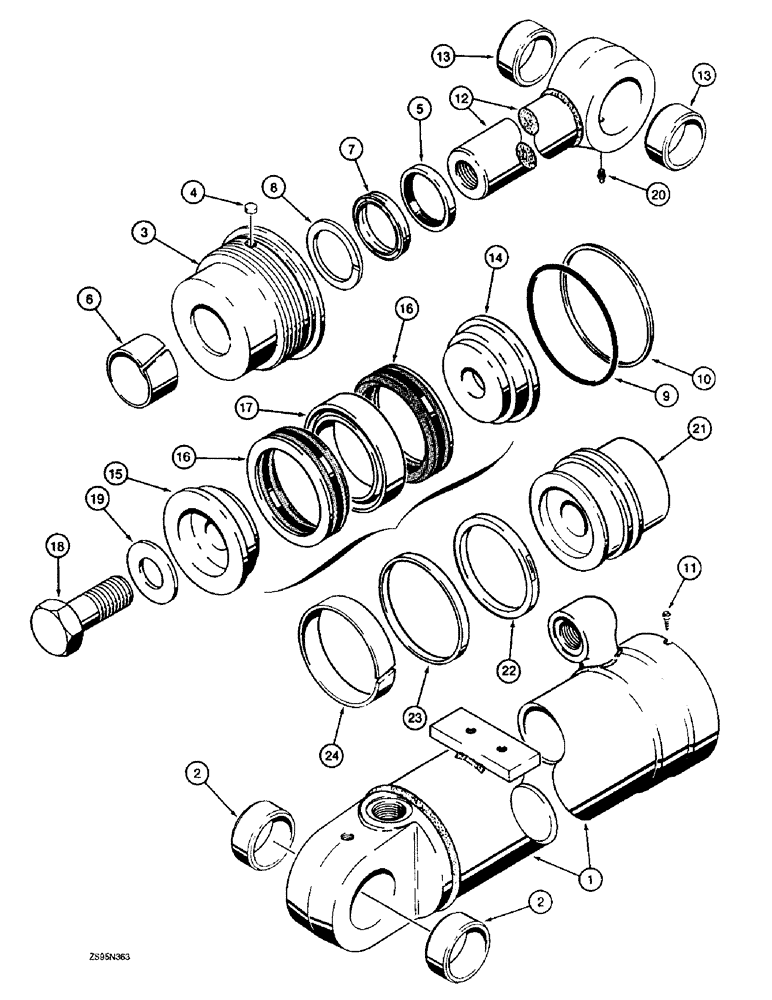 Схема запчастей Case 1155E - (8-056) - G106967 AND 1986745C1 LOADER LIFT CYLINDERS (08) - HYDRAULICS