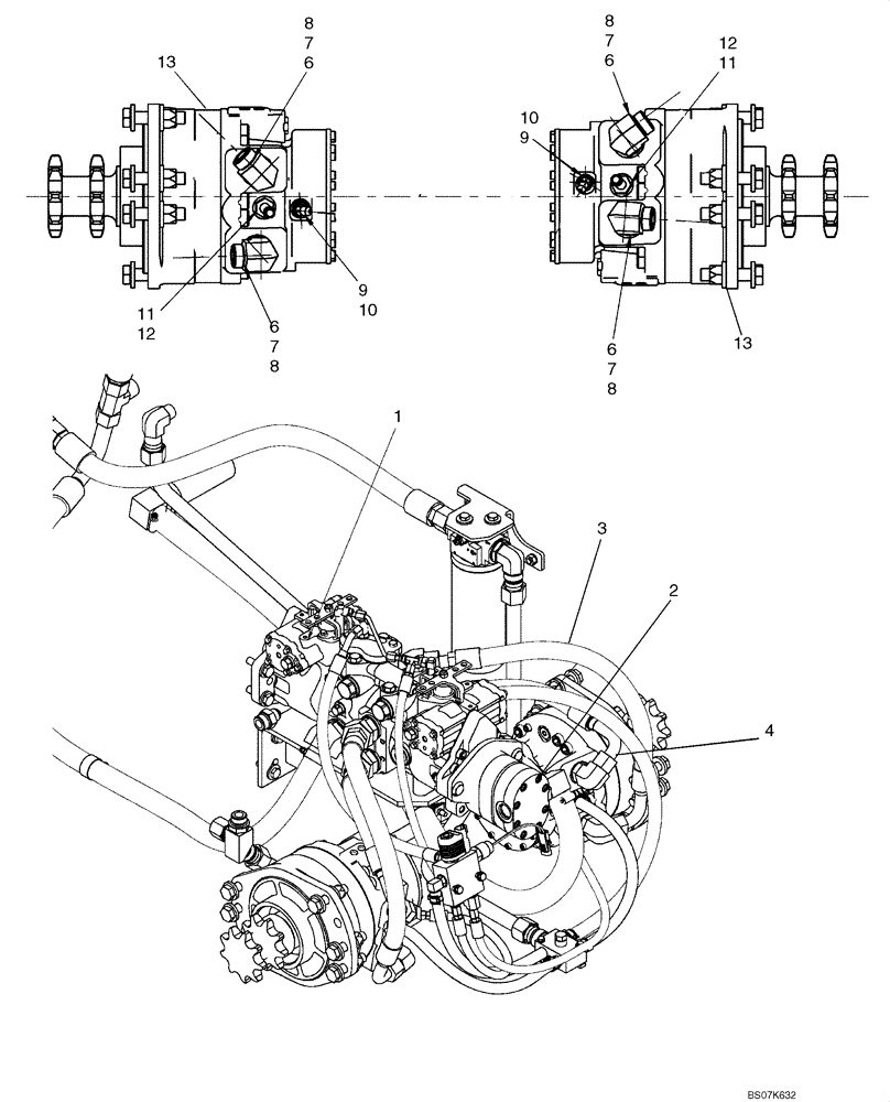 Схема запчастей Case 435 - (06-12) - HYDROSTATICS - PUMP TO DRIVE MOTORS (06) - POWER TRAIN