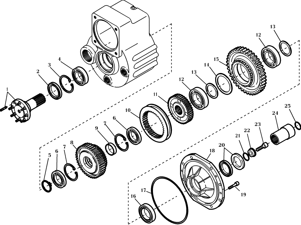 Схема запчастей Case 221E - (16.084[2988745001]) - TRANSFER GEARBOX FAST GEAR 2 OF 2 (14) - MAIN GEARBOX & DRIVE