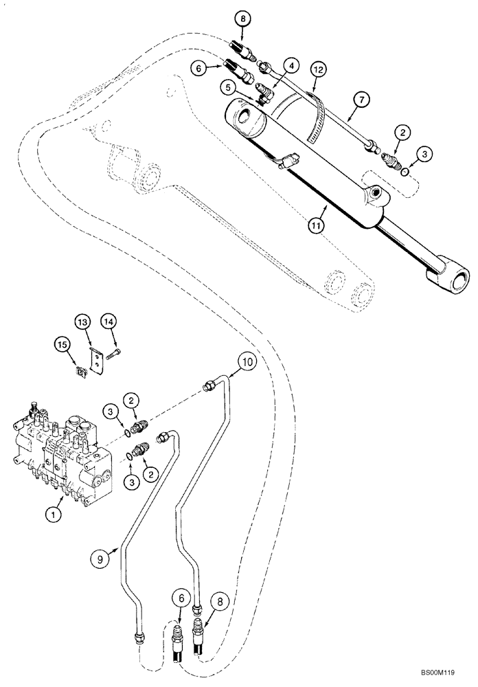 Схема запчастей Case 95XT - (08-26) - HYDRAULIC SYSTEM - BACKHOE BUCKET CYLINDER (NORTH AMERICA) (08) - HYDRAULICS