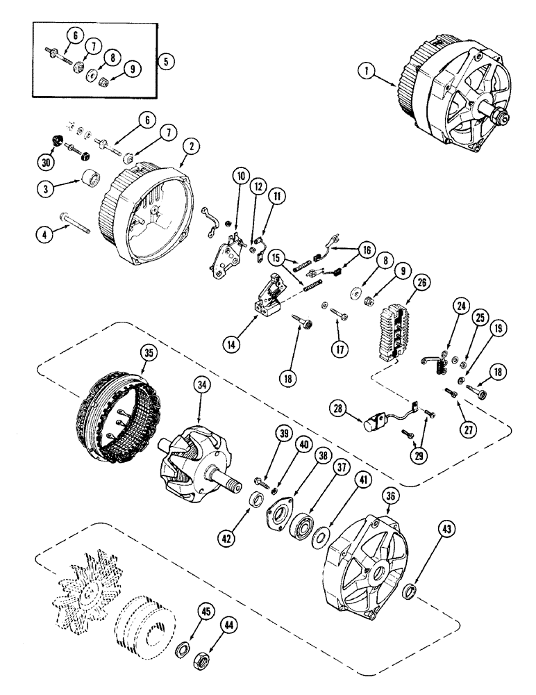 Схема запчастей Case W14 - (098) - L59901 ALTERNATOR, 40 AMP - 24 VOLT, U.S. STANDARD EXTERNAL THREADS (04) - ELECTRICAL SYSTEMS