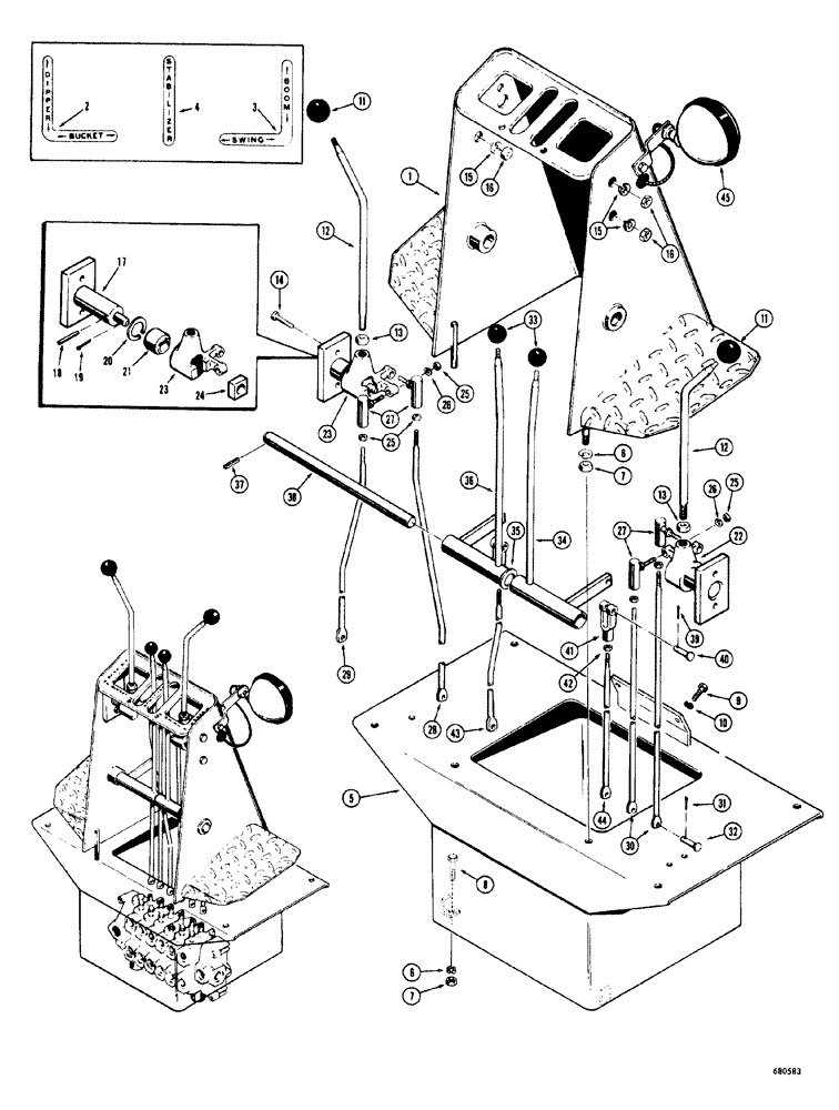 Схема запчастей Case 34 - (126) - TWIN LEVER BACKHOE CONTROL 