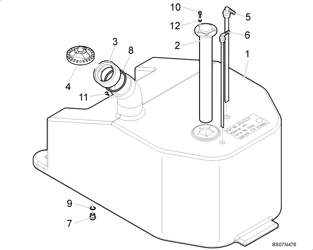 Схема запчастей Case 121E - (10.202[4554424000]) - FUEL TANK (10) - ENGINE