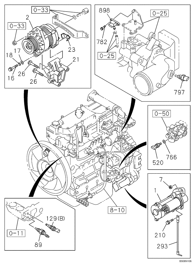 Схема запчастей Case CX240BLR - (04-01) - ELECTRICAL ACCESSORIES - ENGINE (04) - ELECTRICAL SYSTEMS