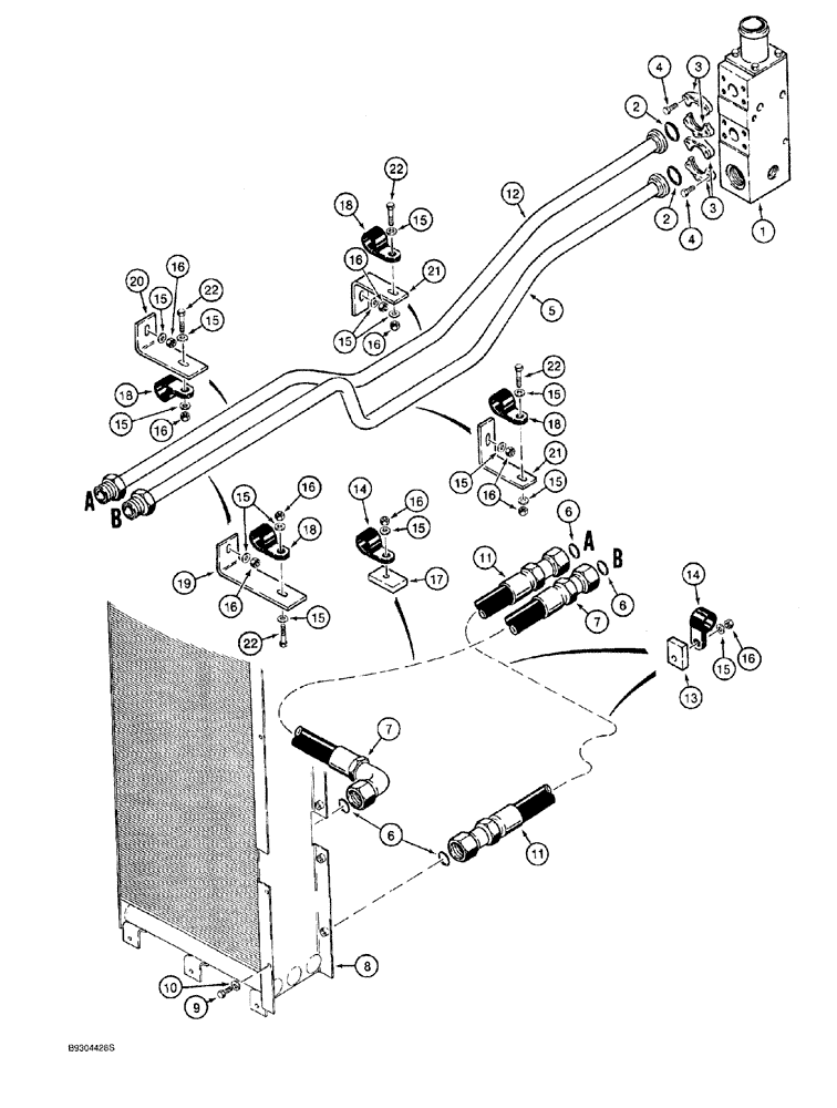 Схема запчастей Case 921 - (8-016) - HYDRAULIC CIRCUIT, COOLER BYPASS VALVE TO HYDRAULIC OIL COOLER (08) - HYDRAULICS