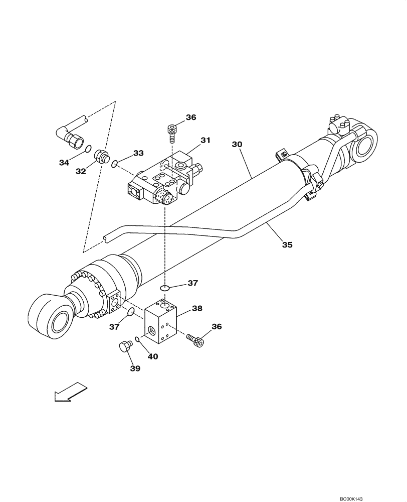 Схема запчастей Case CX130 - (08-030) - HYDRAULICS - CYLINDER, ARM (08) - HYDRAULICS