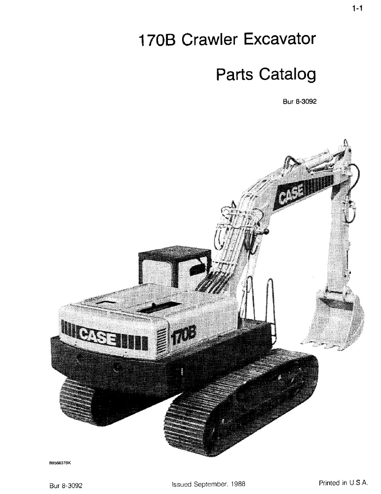 Схема запчастей Case 170B - (1-1) - 170B CRAWLER EXCAVATOR PARTS CATALOG (00) - PICTORIAL INDEX