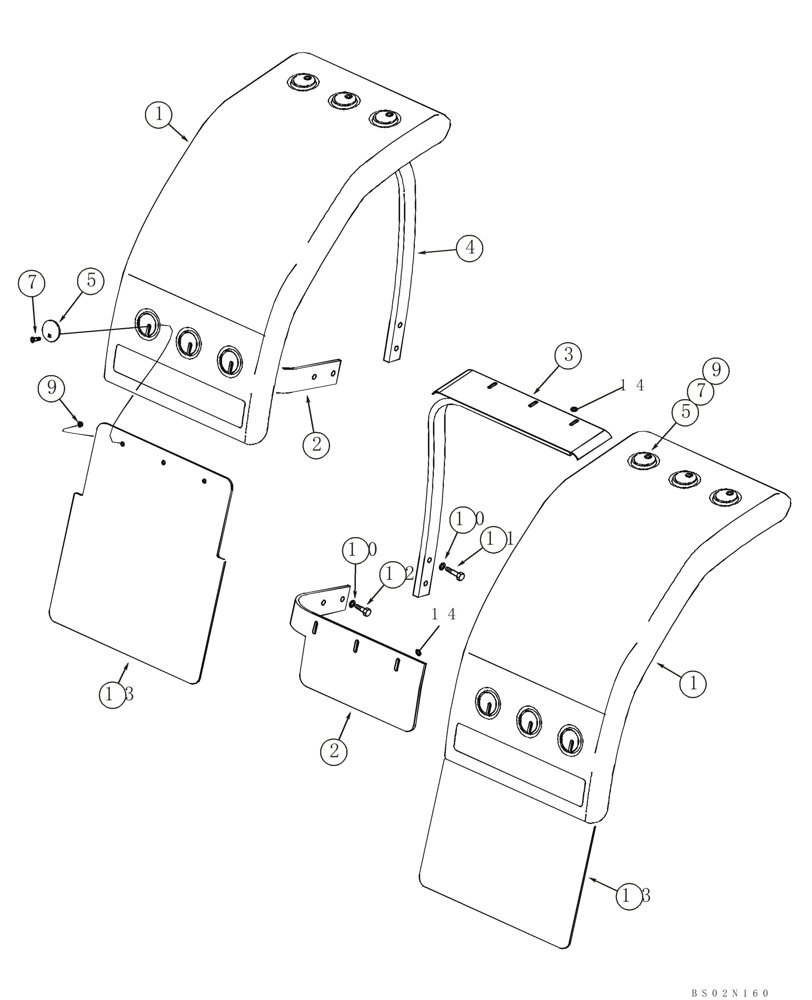 Схема запчастей Case 621D - (09-23) - FENDERS, FRONT (09) - CHASSIS