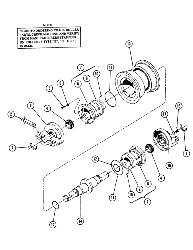 Схема запчастей Case 50 - (018) - SINGLE FLANGE TRACK ROLLER, TYPE I, (S/N 6279926 AND AFTER) (48) - TRACKS & TRACK SUSPENSION