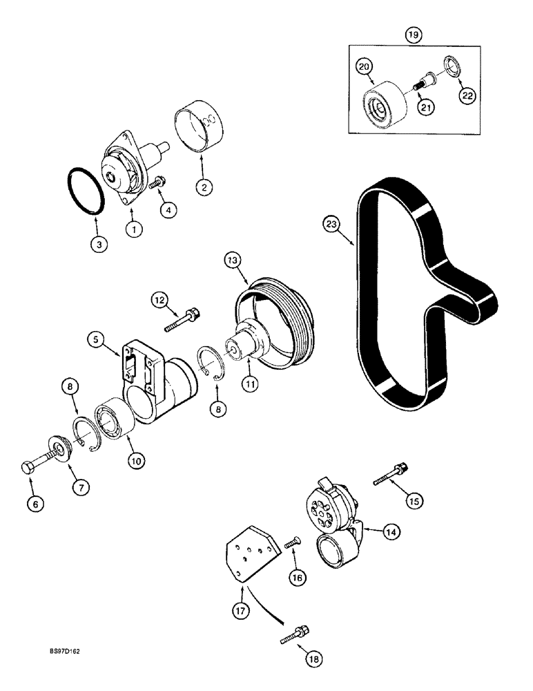 Схема запчастей Case 9020B - (2-028) - WATER PUMP SYSTEM, 4TA-390 ENGINE, P.I.N. DAC0202001 AND AFTER (02) - ENGINE