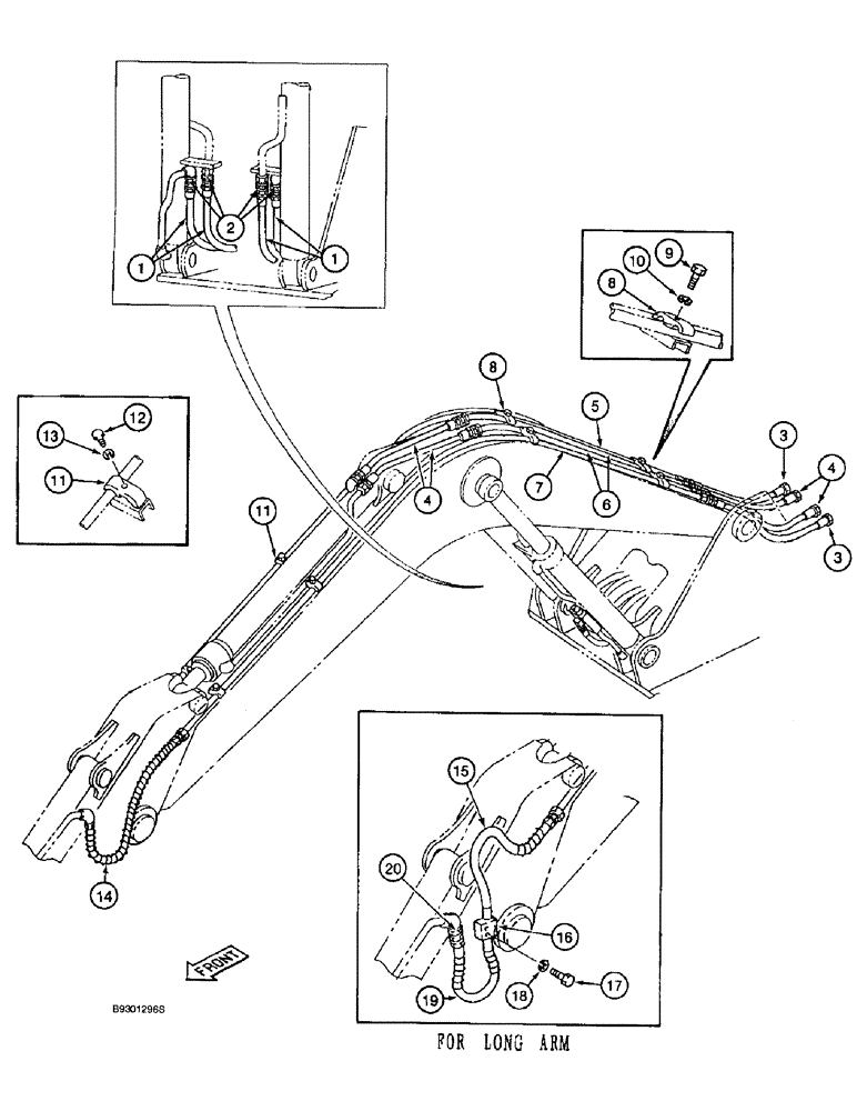 Схема запчастей Case 9010 - (8-74) - BOOM, ARM & BUCKET HYD CIRCTS, BASE OF BOOM TO BUCKET CYLINDER, 8 2" ARM ONLY, 9 7 " ARM ONLY (08) - HYDRAULICS