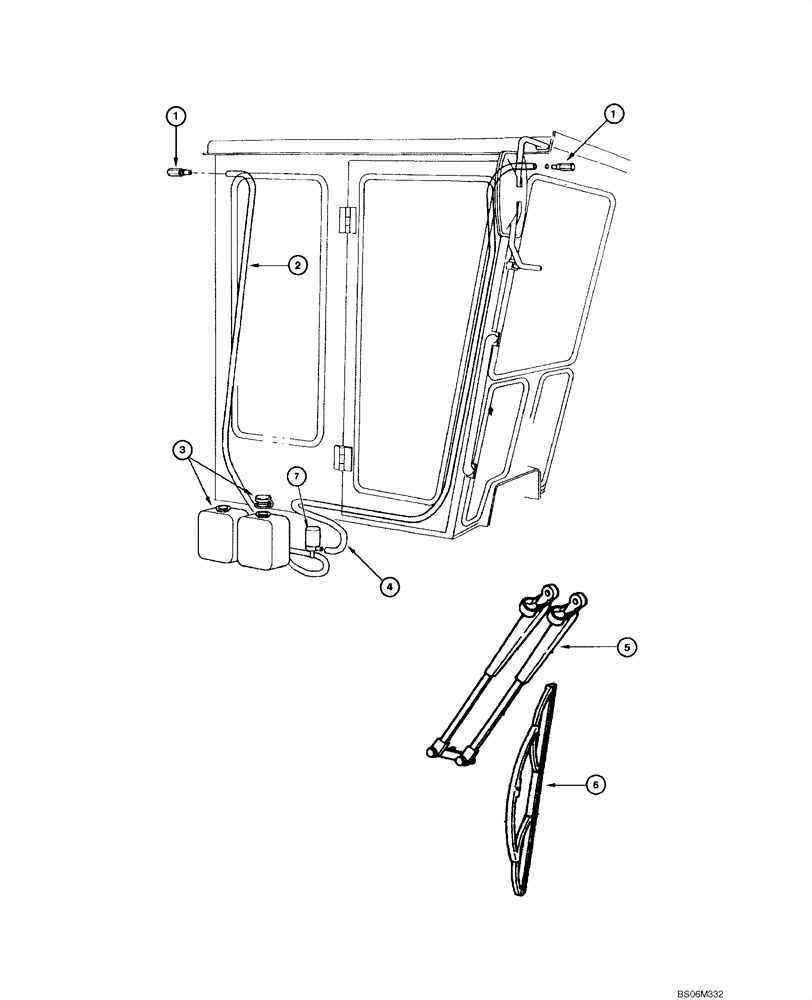 Схема запчастей Case 845 - (09.49[00]) - FRONT AND REAR WINDSHIELD WIPER (09) - CHASSIS