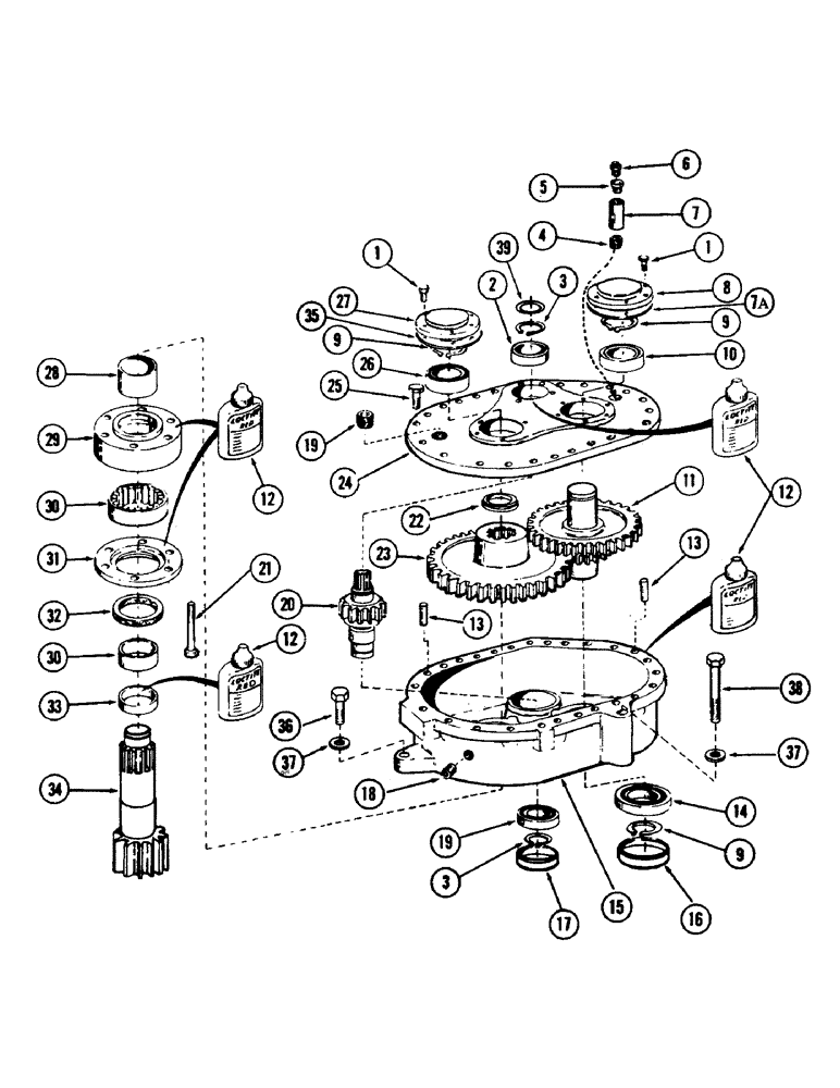 Схема запчастей Case 40 - (120) - SWING REDUCER, (USED ON UNITS WITH SERIAL NUMBER 6270825 AND AFTER) (39) - FRAMES AND BALLASTING