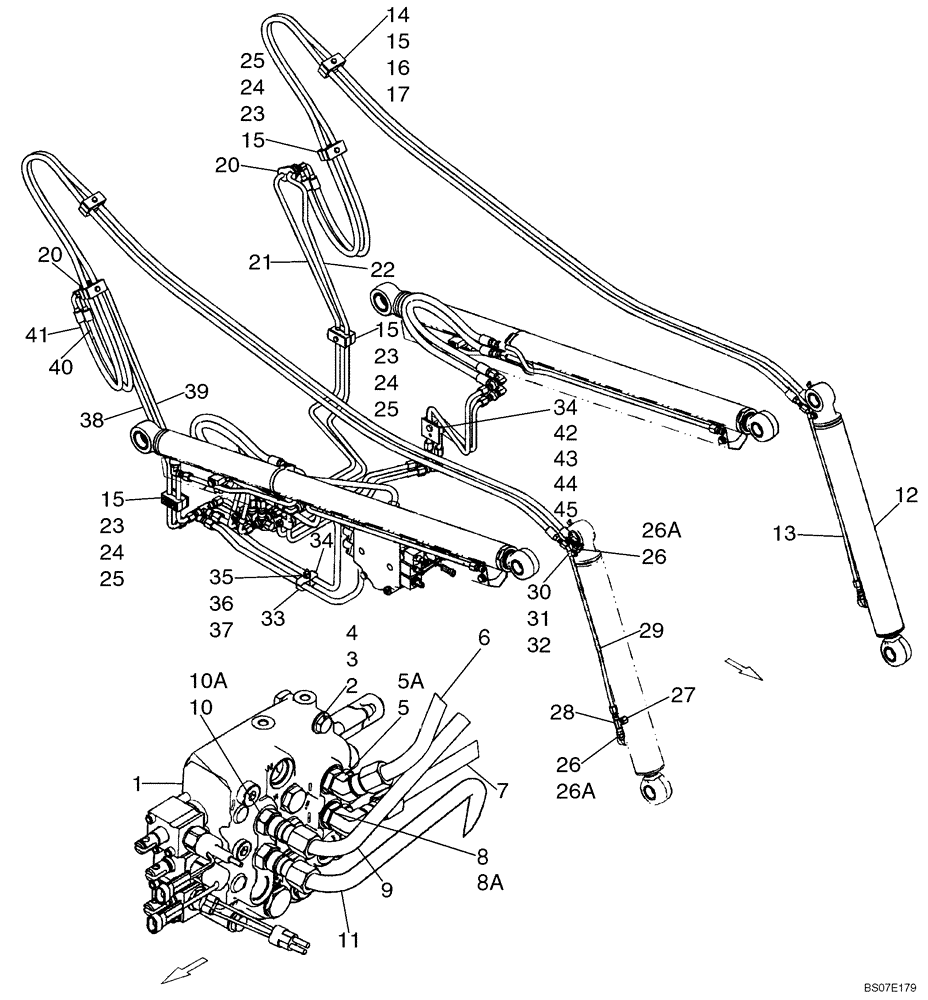 Схема запчастей Case 465 - (08-02A) - HYDRAULICS - LOADER BUCKET (WITH IN-LINE PUMP CONFIGURATION) (08) - HYDRAULICS