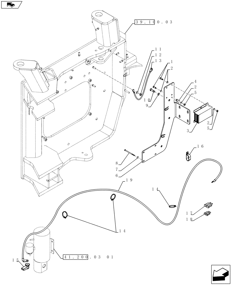 Схема запчастей Case 821F - (41.200.03[02]) - STEERING AUXILIARY, ELECTRICAL (41) - STEERING