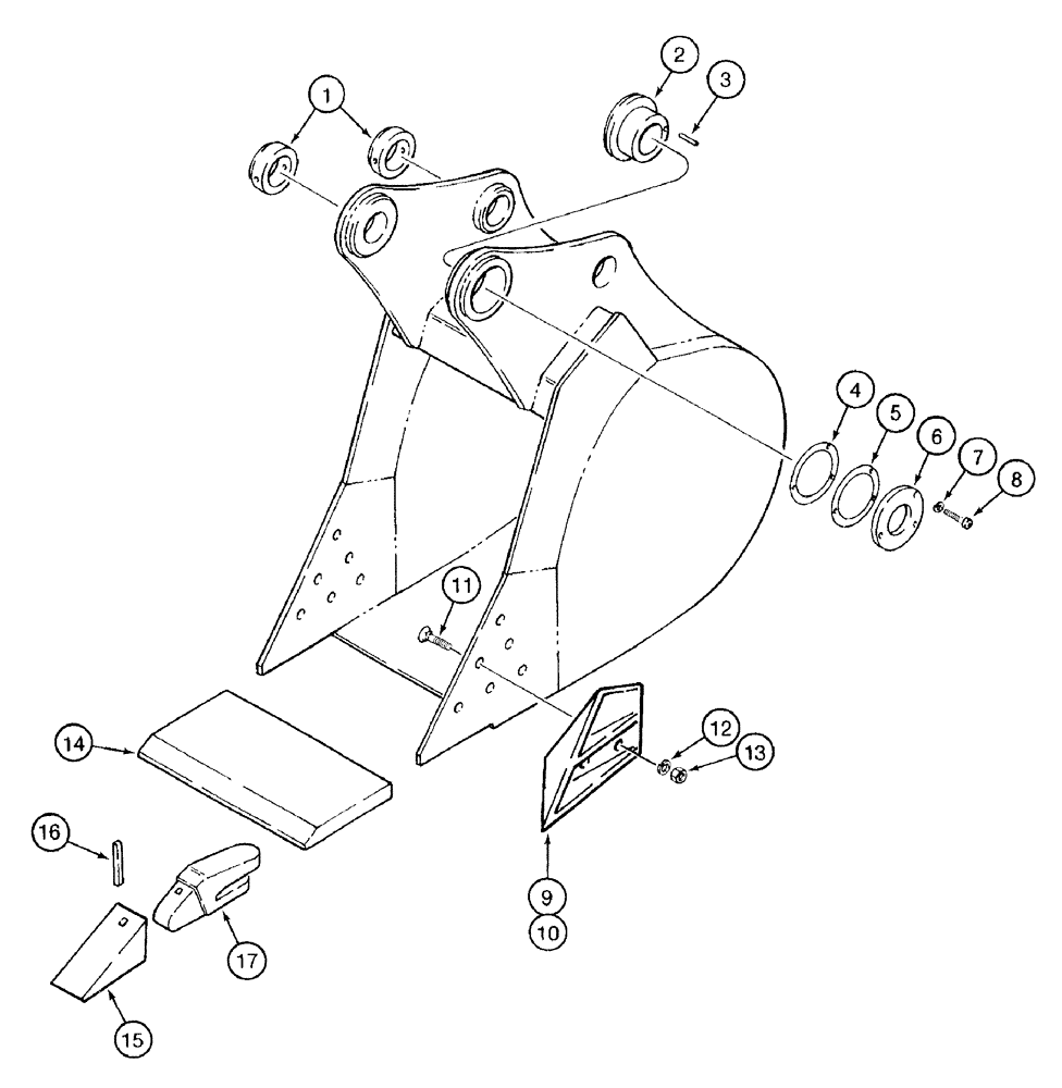 Схема запчастей Case 9050B - (9-118) - CENTRAL FABRICATORS BUCKETS, GENERAL PURPOSE AND HEAVY DUTY, STANDARD AND HIGH CAPACITY (09) - CHASSIS/ATTACHMENTS