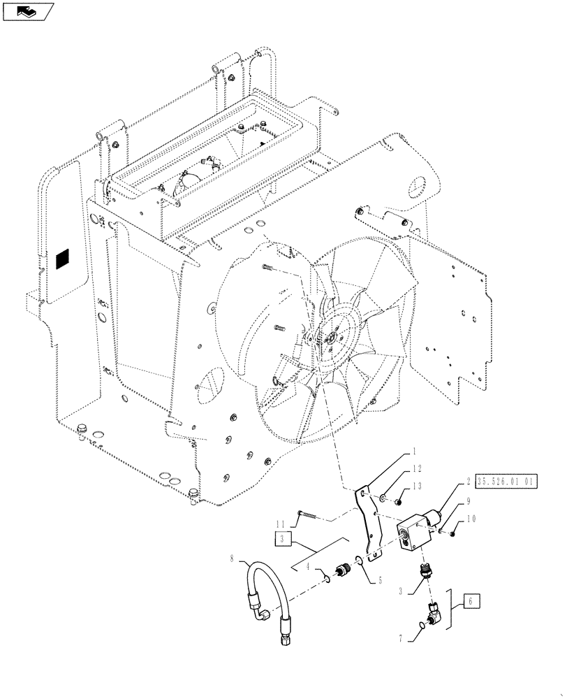 Схема запчастей Case 521F - (35.526.01) - CAB HEAT HEAT LOAD VALVE INSTALLATION (35) - HYDRAULIC SYSTEMS