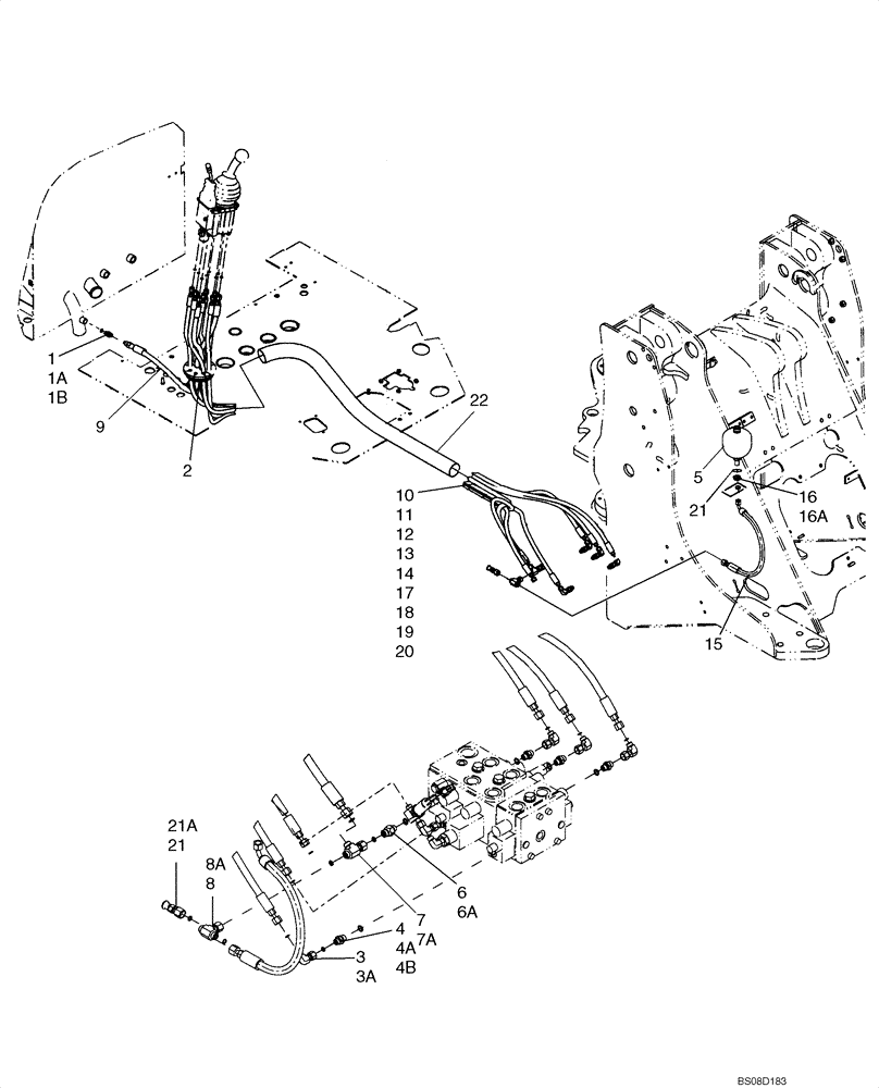 Схема запчастей Case 621D - (08-18A) - HYDRAULICS - LOADER CONTROL, REMOTE - IF USED (08) - HYDRAULICS