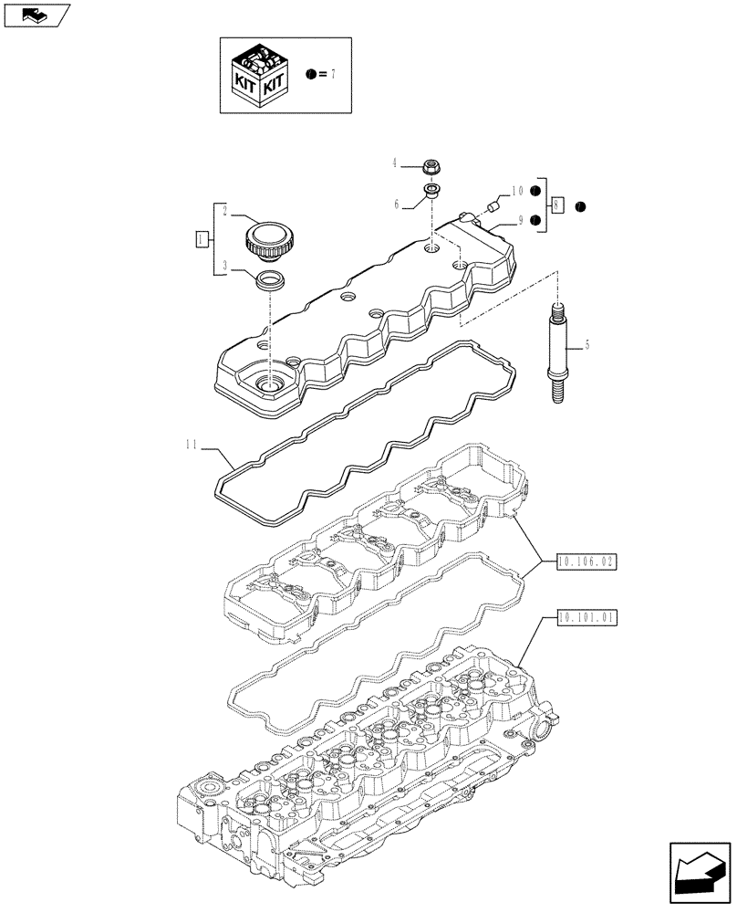 Схема запчастей Case F4HFE613F E002 - (10.101.02) - CYLINDER HEAD COVERS (504112178) (10) - ENGINE