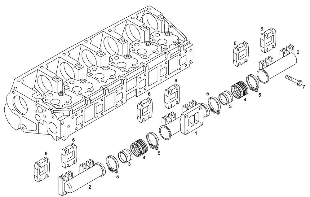 Схема запчастей Case 335 - (01A07010155[001]) - ENGINE - EXHAUST PIPE (87363373) (01) - ENGINE