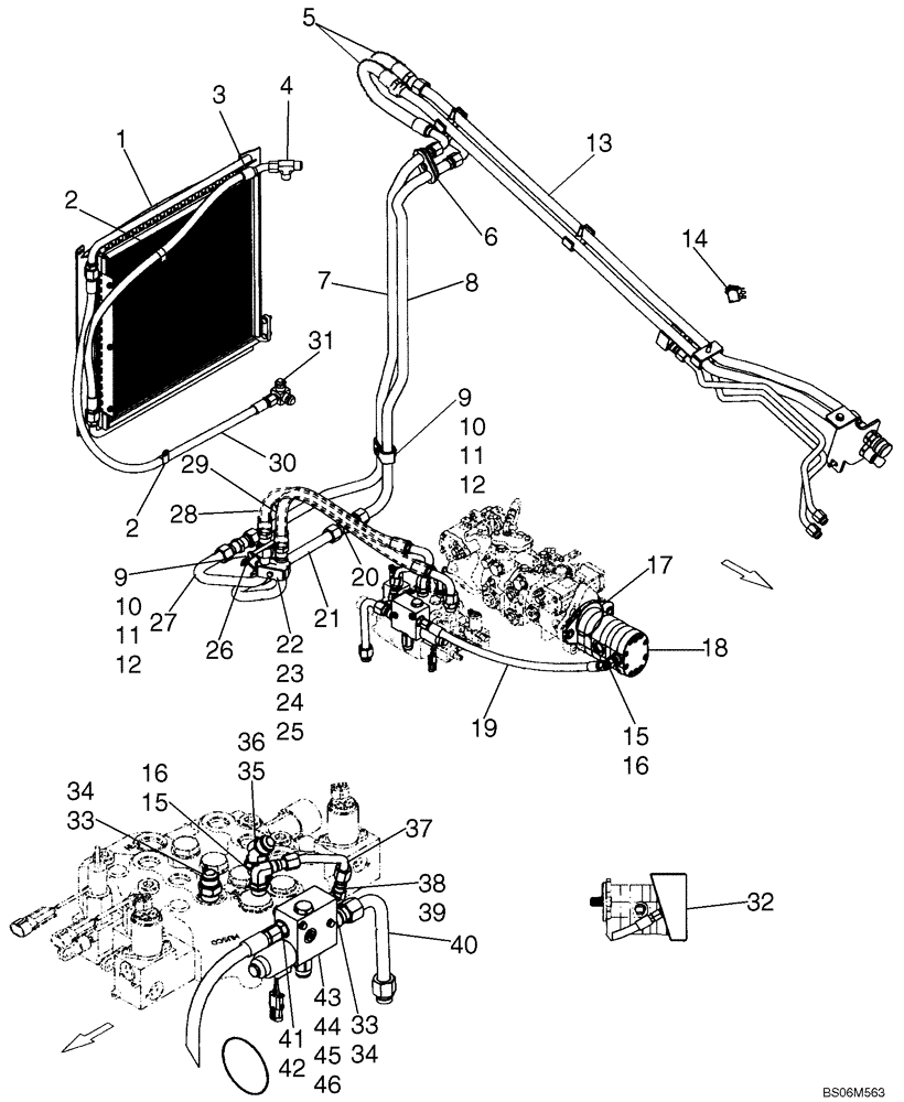 Схема запчастей Case 420CT - (08-17B) - HIGH FLOW HYDRAULICS - MODELS WITH PILOT CONTROL (08) - HYDRAULICS