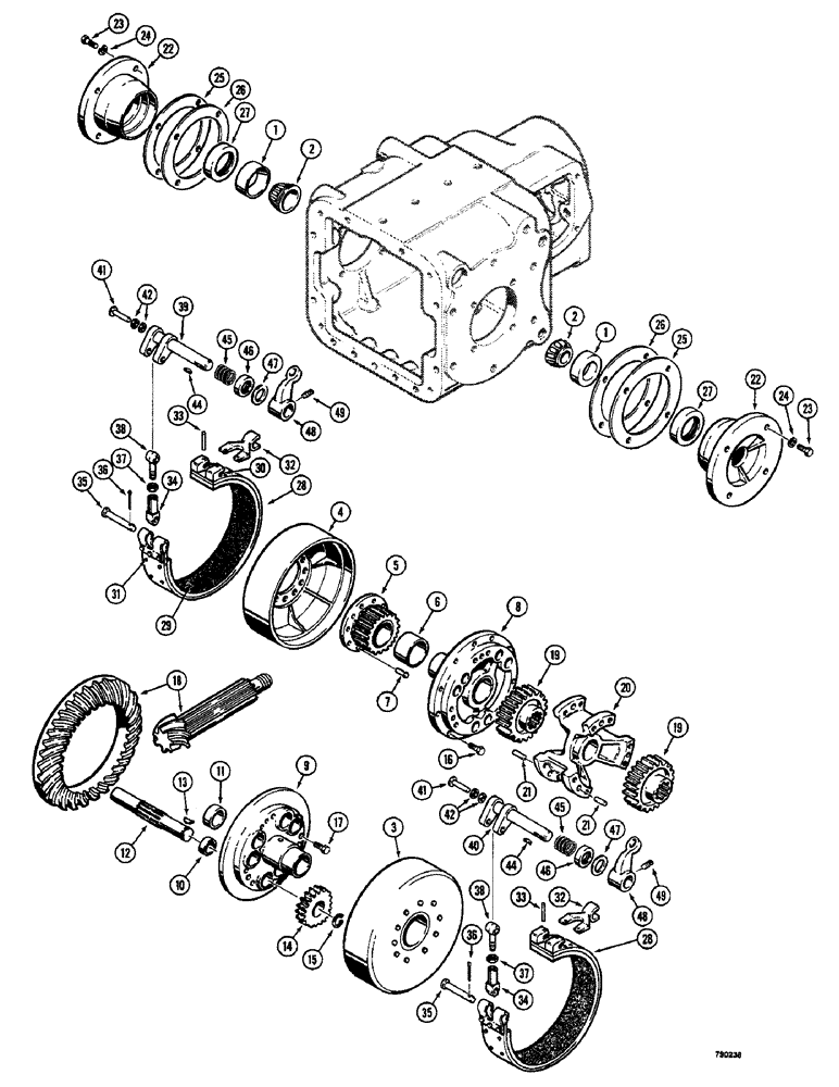 Схема запчастей Case 350 - (144) - TRANSMISSION, DIFFERENTIAL AND BRAKES (03) - TRANSMISSION