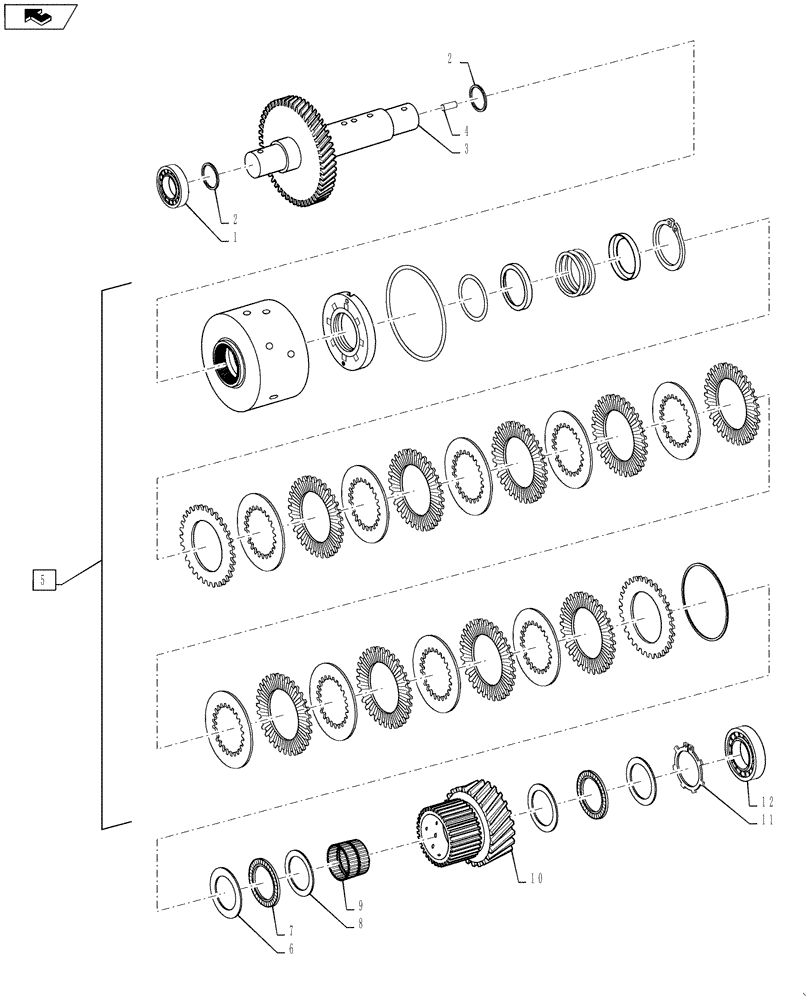 Схема запчастей Case 521F - (21.155.01) - FIRST CLUTCH AND DISC ASSEMBLY (21) - TRANSMISSION