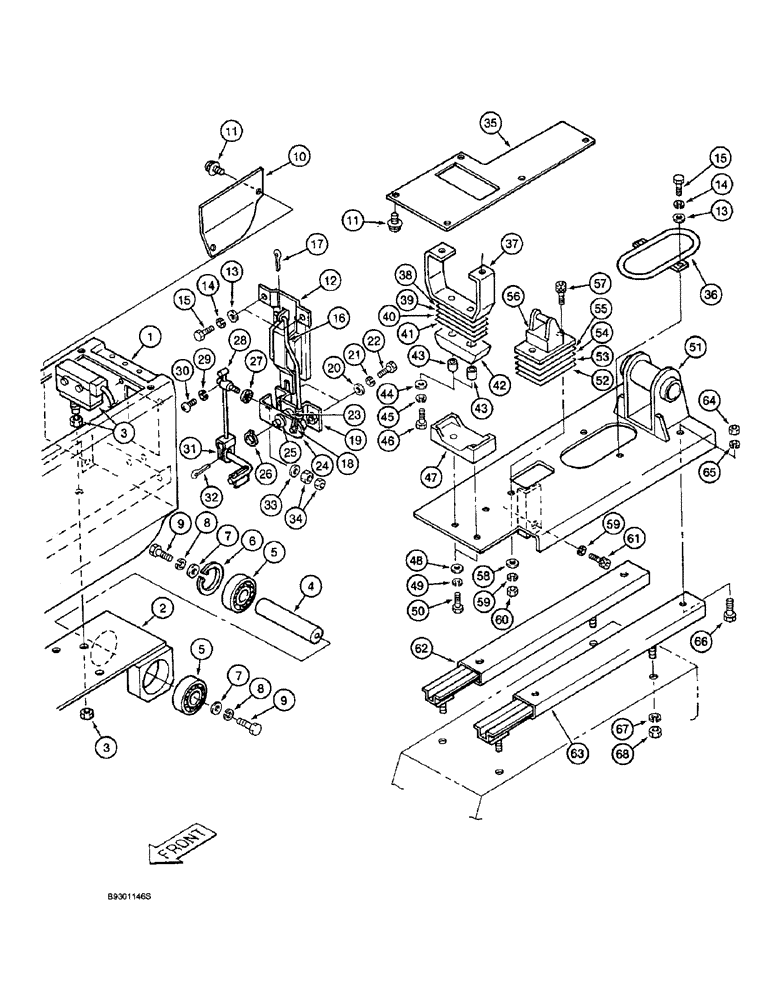 Схема запчастей Case 9010 - (9-28) - LEFT-HAND CONTROL CONSOLE AND LINKAGE, PLATFORM TO SLIDE RAILS (09) - CHASSIS