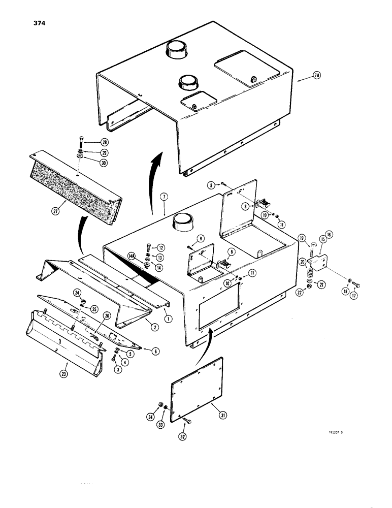 Схема запчастей Case 1450 - (374) - HOODS (09) - CHASSIS/ATTACHMENTS