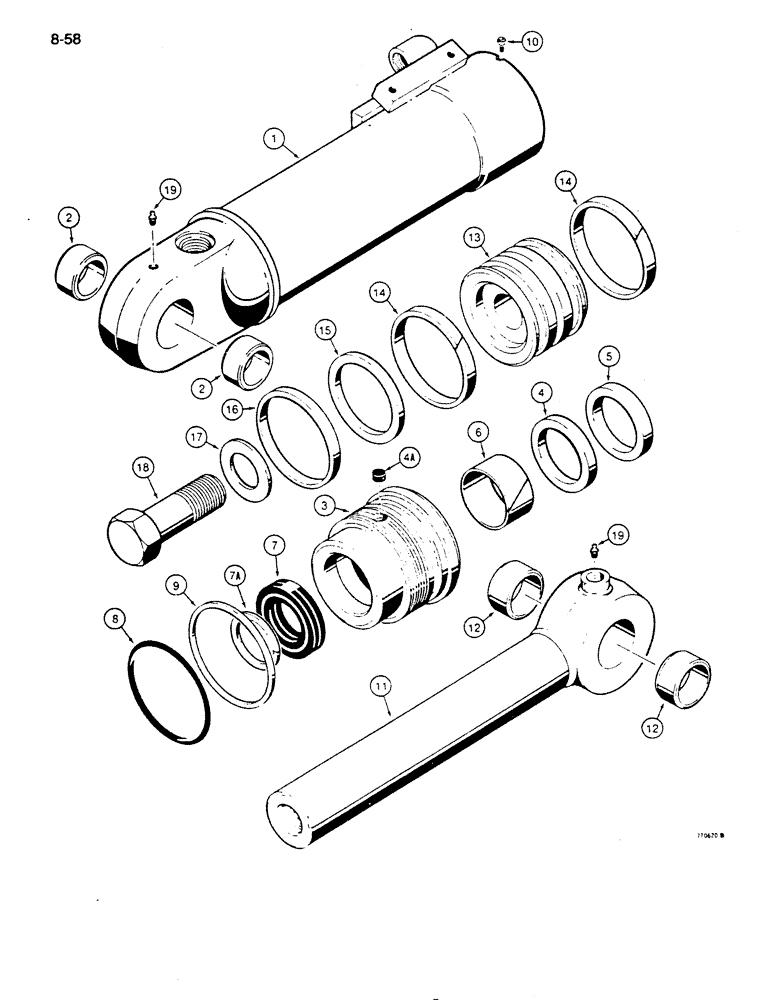 Схема запчастей Case 850D - (8-058) - G109485 DOZER TILT CYLINDER (08) - HYDRAULICS