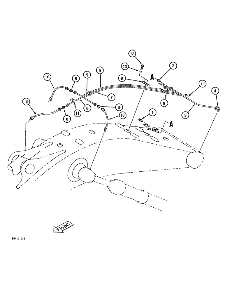 Схема запчастей Case 9020B - (9-082) - BOOM LUBRICATION LINES (09) - CHASSIS