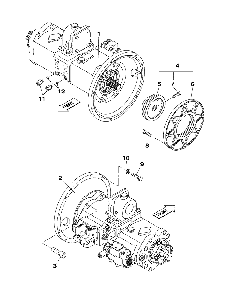 Схема запчастей Case CX350C - (08-002[01]) - HYDRAULIC PUMP - COUPLING - STANDARD (08) - HYDRAULICS