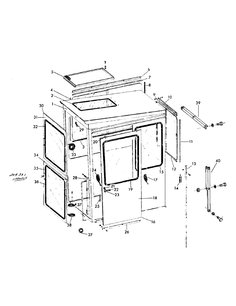 Схема запчастей Case 40EC - (D03) - CAB AND MOUNTING HARDWARE (05) - UPPERSTRUCTURE CHASSIS