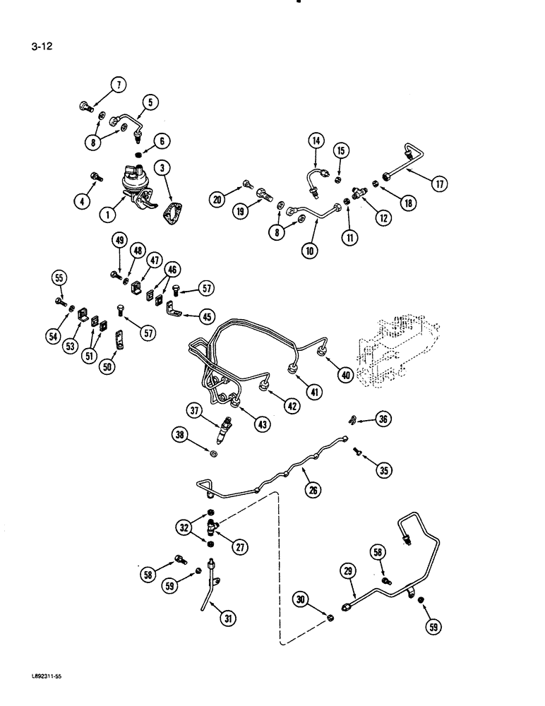 Схема запчастей Case 450C - (3-12) - FUEL INJECTION SYSTEM, 4-390 ENGINE (03) - FUEL SYSTEM