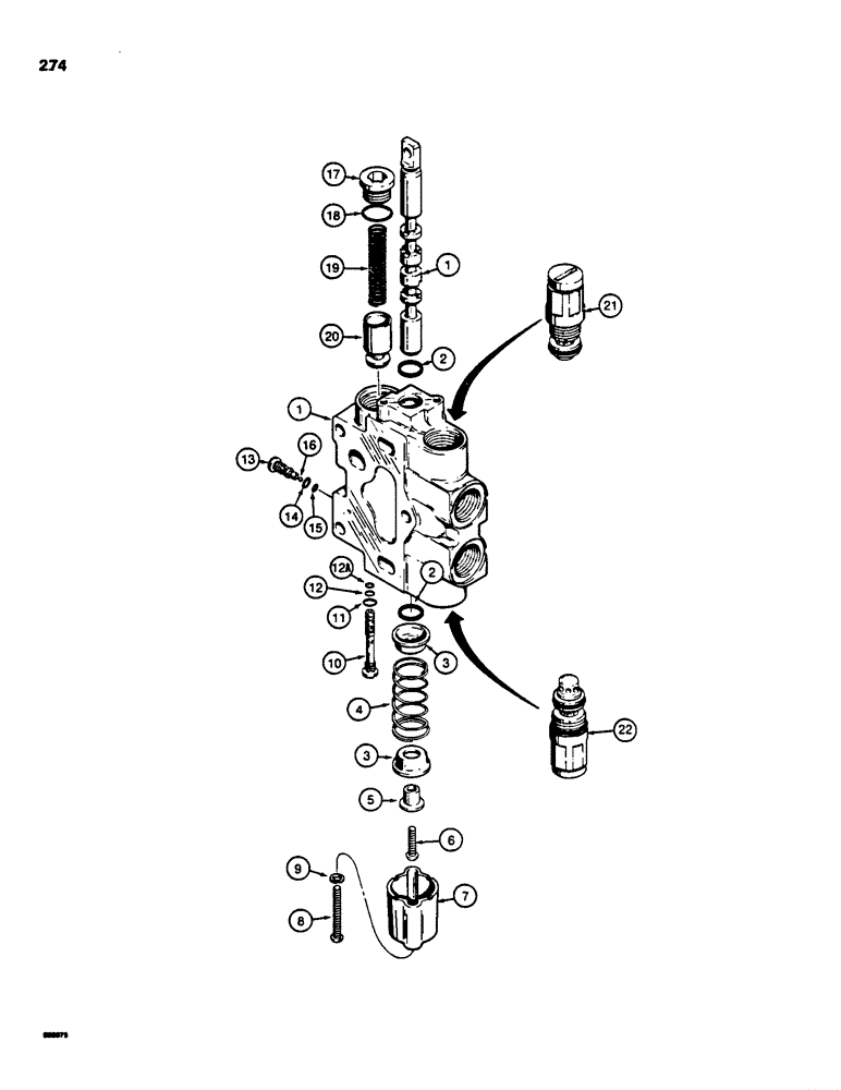 Схема запчастей Case 855C - (274) - D87078 AND D88766 AUXILIARY SECTIONS, RIPPER, CLAM BUCKET, OR DUAL PULL BEHIND (07) - HYDRAULIC SYSTEM