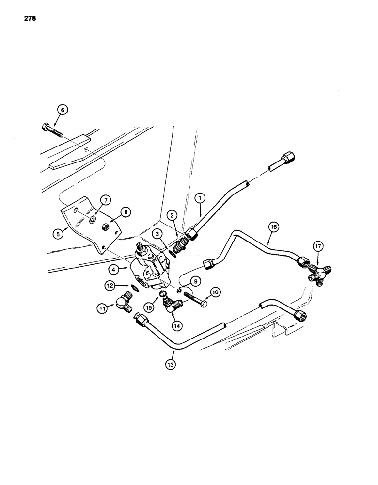 Схема запчастей Case 480D - (278) - PTO RELIEF VALVE AND LINES, USED WITH PTO AND TWO-LEVER LOADER CONTROL (35) - HYDRAULIC SYSTEMS