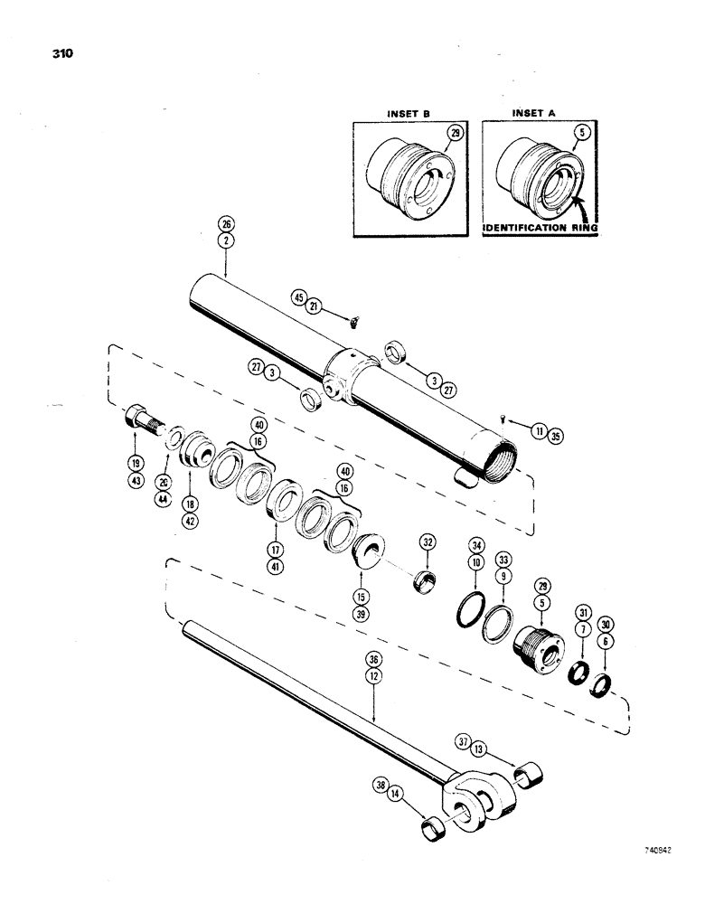 Схема запчастей Case 850 - (310) - G33784 AND G33785 LOADER DUMP CYLINDERS, GLAND HAS IDENTIFICATION RING (07) - HYDRAULIC SYSTEM