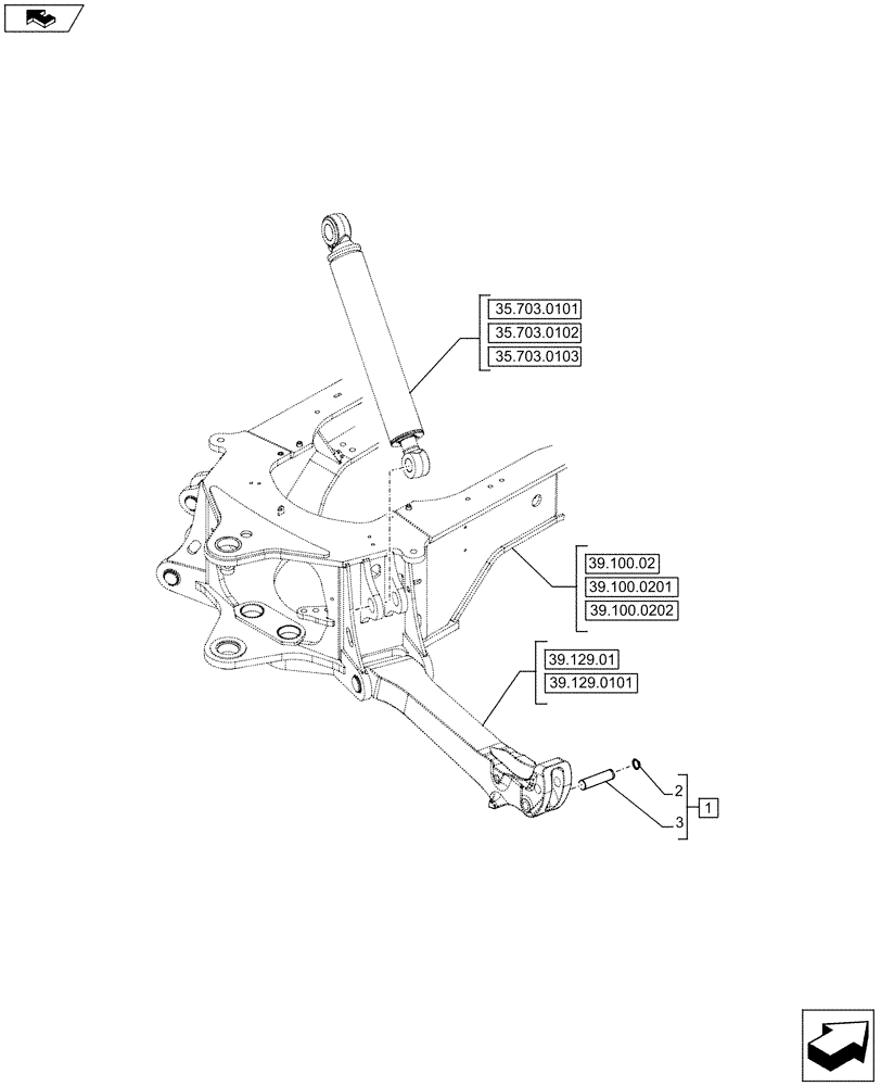 Схема запчастей Case 580SN - (39.129.02) - VAR - 423002 - STABILIZER, PIN (NO PADS) (39) - FRAMES AND BALLASTING