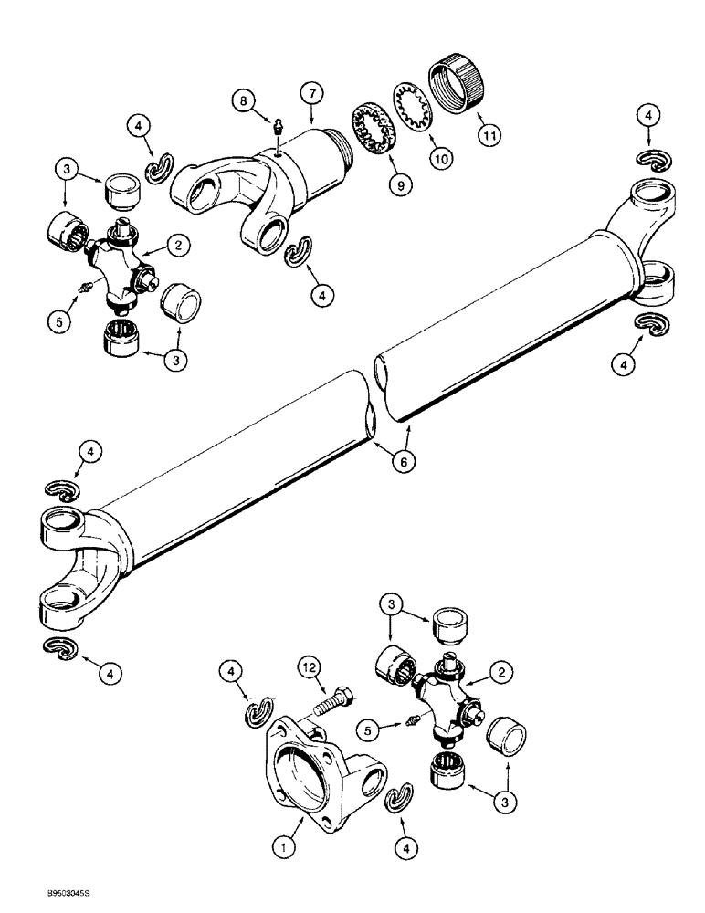 Схема запчастей Case 590SL - (6-18) - DRIVE SHAFT FOR FRONT DRIVE AXLE, FRONT DRIVE AXLE TO TRANSMISSION (06) - POWER TRAIN