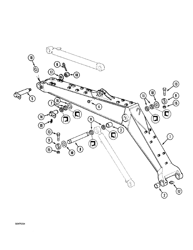 Схема запчастей Case 888 - (9F-02) - BOOM AND CYLINDER MOUNTING PINS (09) - CHASSIS