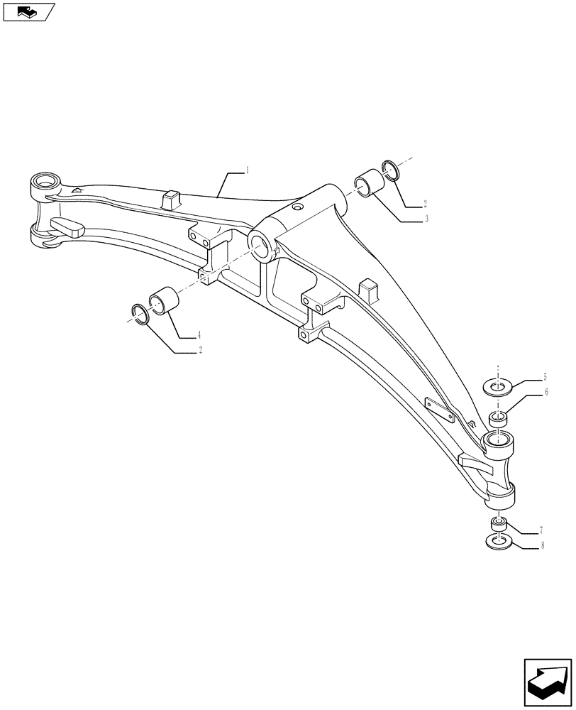 Схема запчастей Case 580SN - (25.100.04) - AXLE, FRONT - HOUSING - 2WD (25) - FRONT AXLE SYSTEM