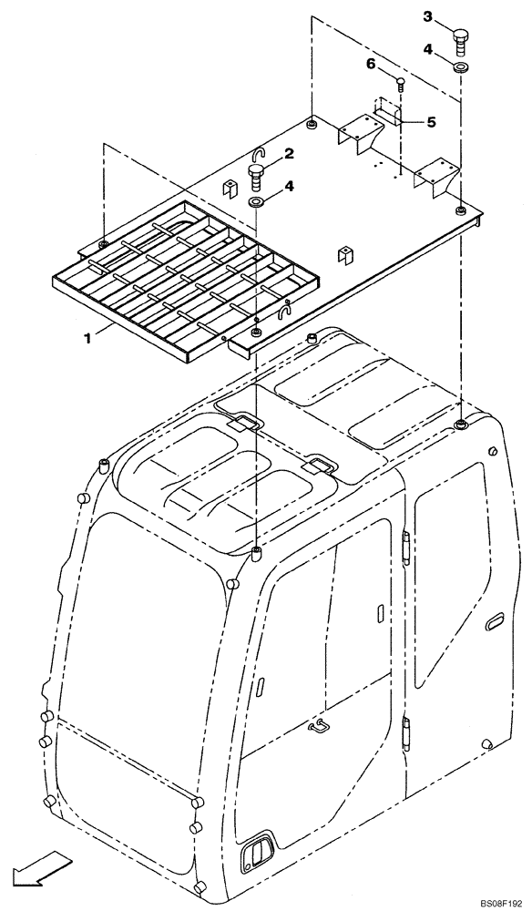 Схема запчастей Case CX350B - (09-26) - CAB GUARD - ROOF, OPENABLE WINDOW (09) - CHASSIS