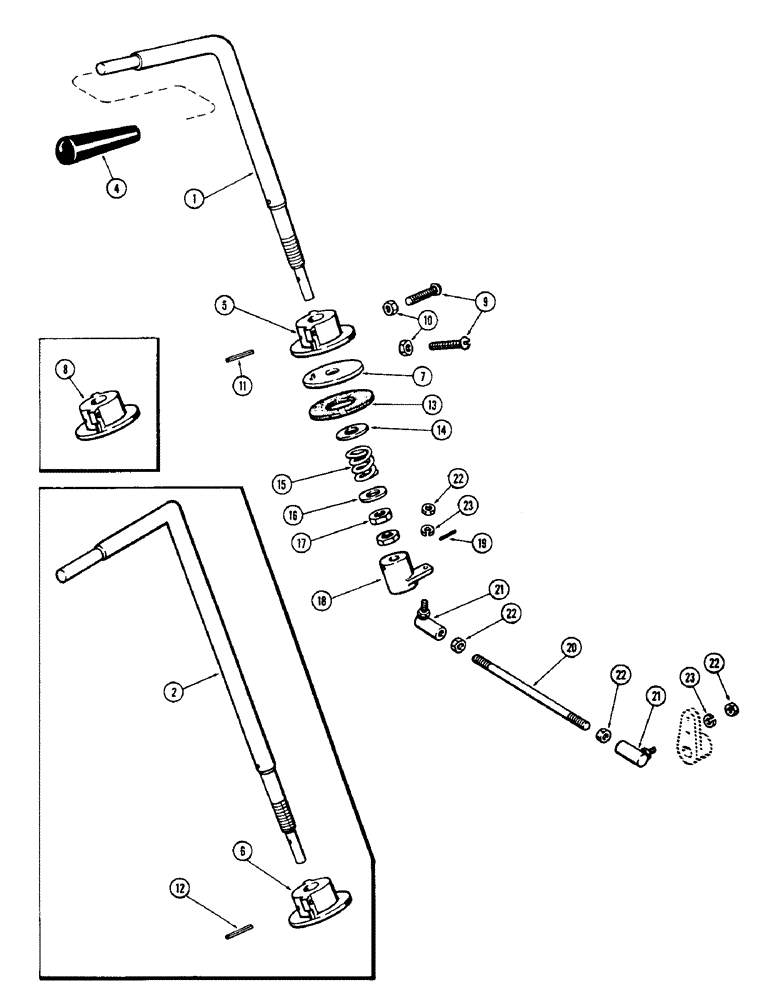 Схема запчастей Case 580 - (052) - UPPER THROTTLE LINKAGE, (159) SPARK IGNITION ENGINE (10) - ENGINE