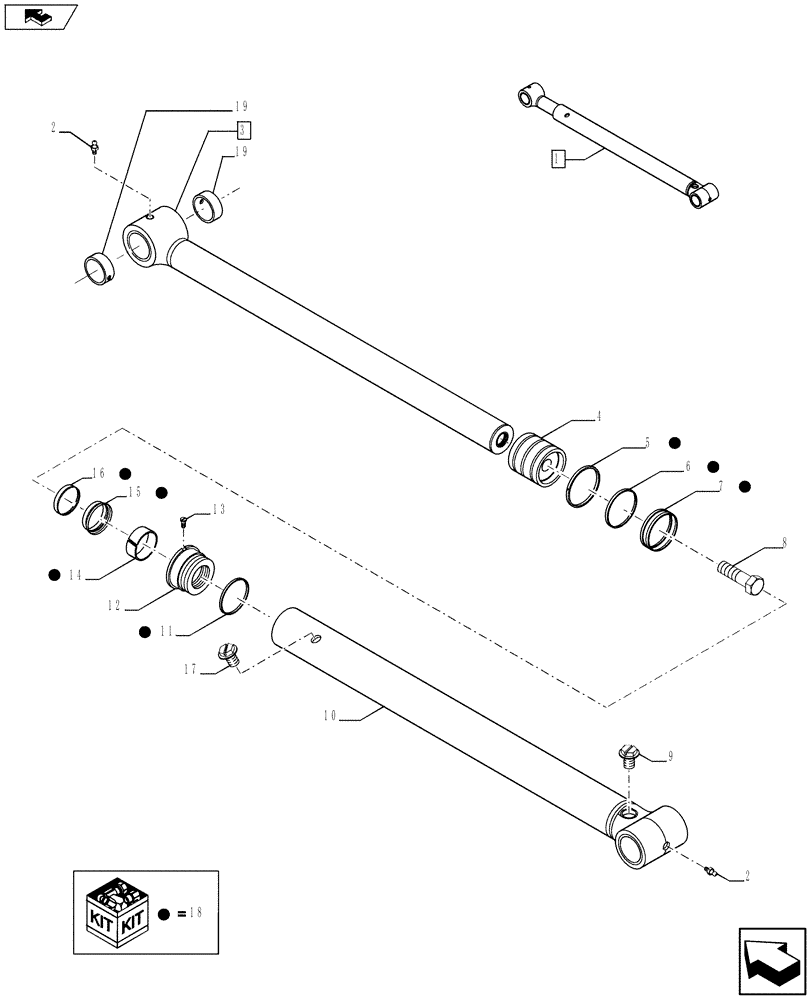 Схема запчастей Case 580SN WT - (35.736.0102) - BOOM CYLINDER (35) - HYDRAULIC SYSTEMS