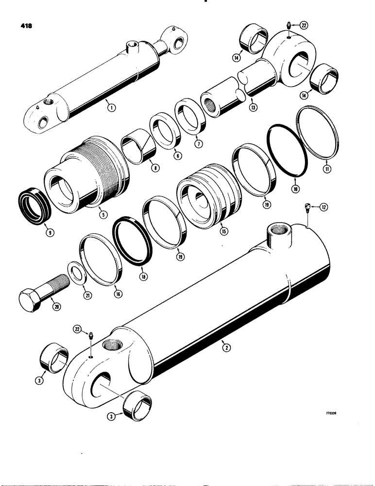 Схема запчастей Case 580C - (418) - G101189 3-POINT HITCH LIFT CYLINDER, WITH ONE PIECE PISTON (08) - HYDRAULICS