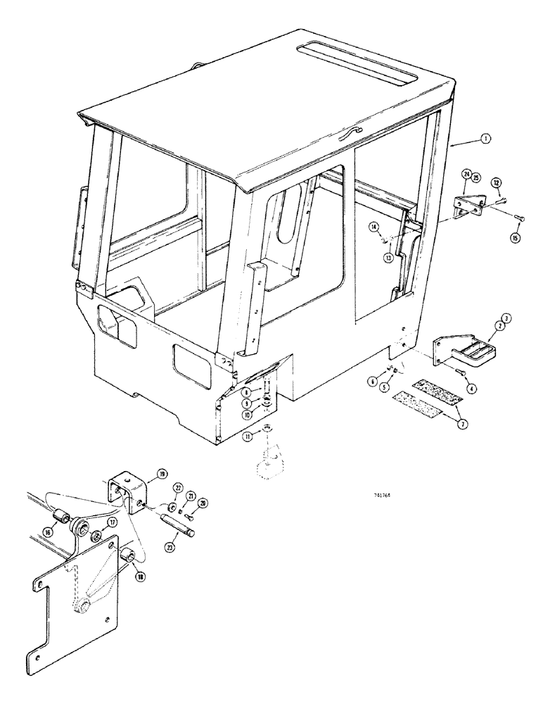 Схема запчастей Case 680CK - (166) - ROPS CANOPY, (USED ON BACKHOE AND COUNTERWEIGHT MODELS) (90) - PLATFORM, CAB, BODYWORK AND DECALS