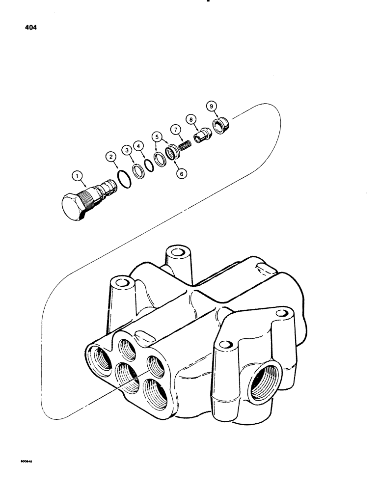 Схема запчастей Case 580E - (404) - PARKER LOADER CONTROL VALVE, LOAD CHECK VALVE (08) - HYDRAULICS